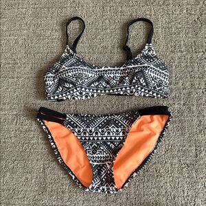 Xhilaration Black and White Geometric Bikini